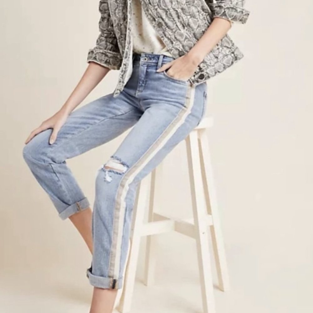 Anthropologie Pilcro x Letterpress Slim Boyfriend Distressed Jeans Size 31